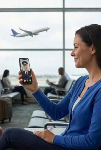 Airline pilot in cockpit - professional fear of flying consultation